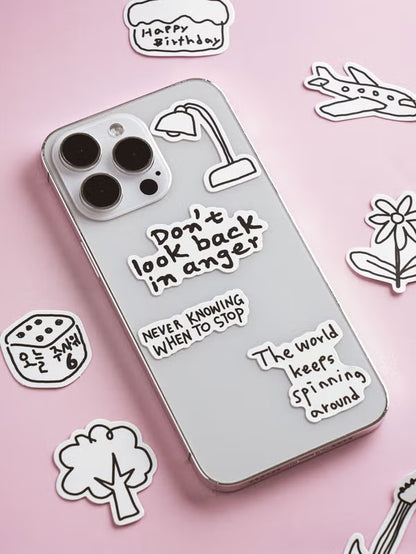 Black & White Scrap Stickers _15 Pieces (Random)