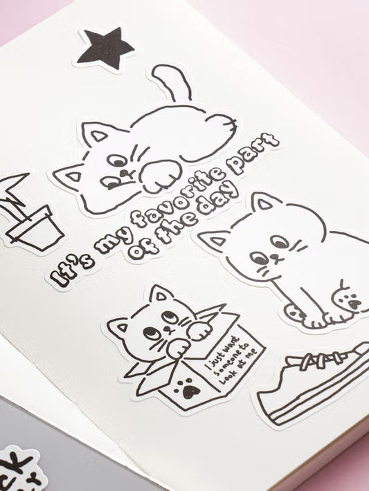 Black & White Scrap Stickers _15 Pieces (Random)